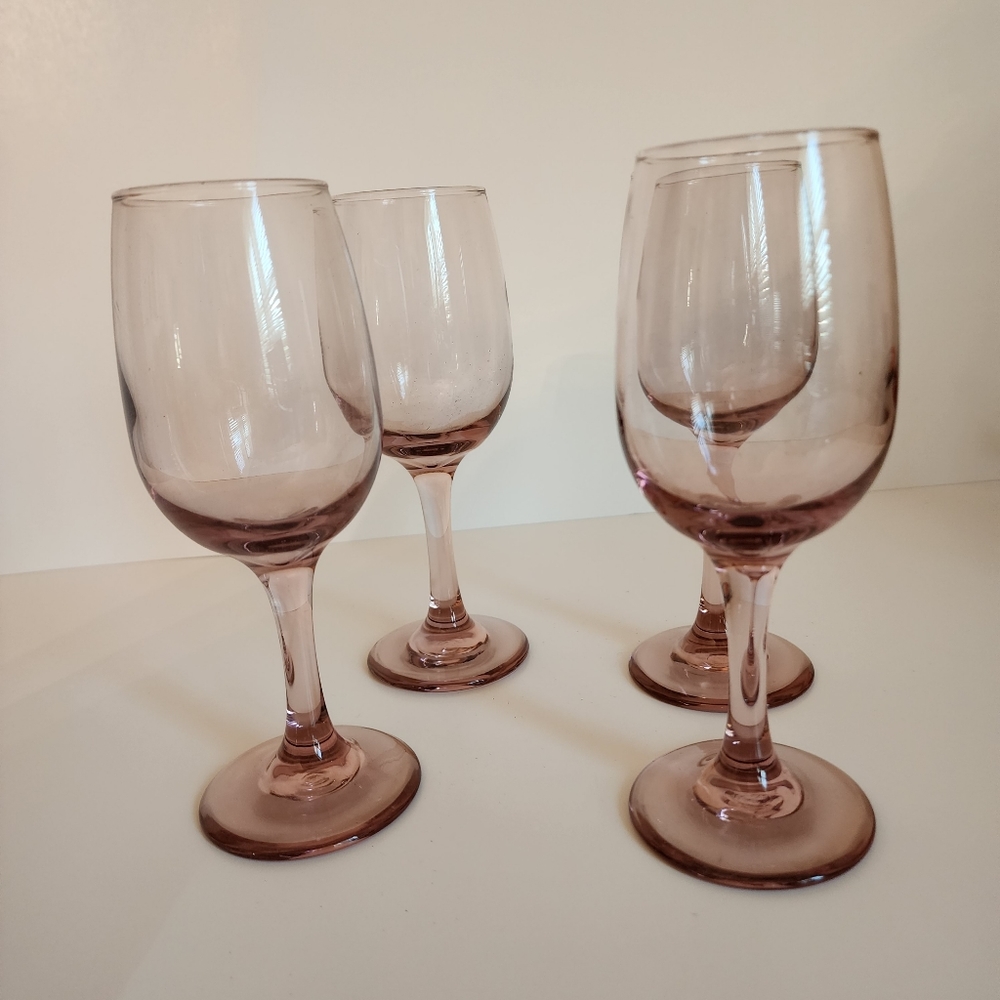 Vintage libby pink wine glasses set of 4